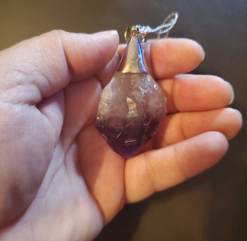 Starborn Creations Raw Amethyst 925 Silver Artisan Pendant Aquarius February - Picture 10 of 15